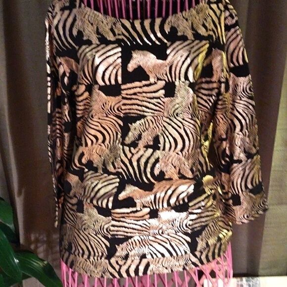 Rebecca Malone Black & Gold Metallic Zebra Blouse - Picture 6 of 6